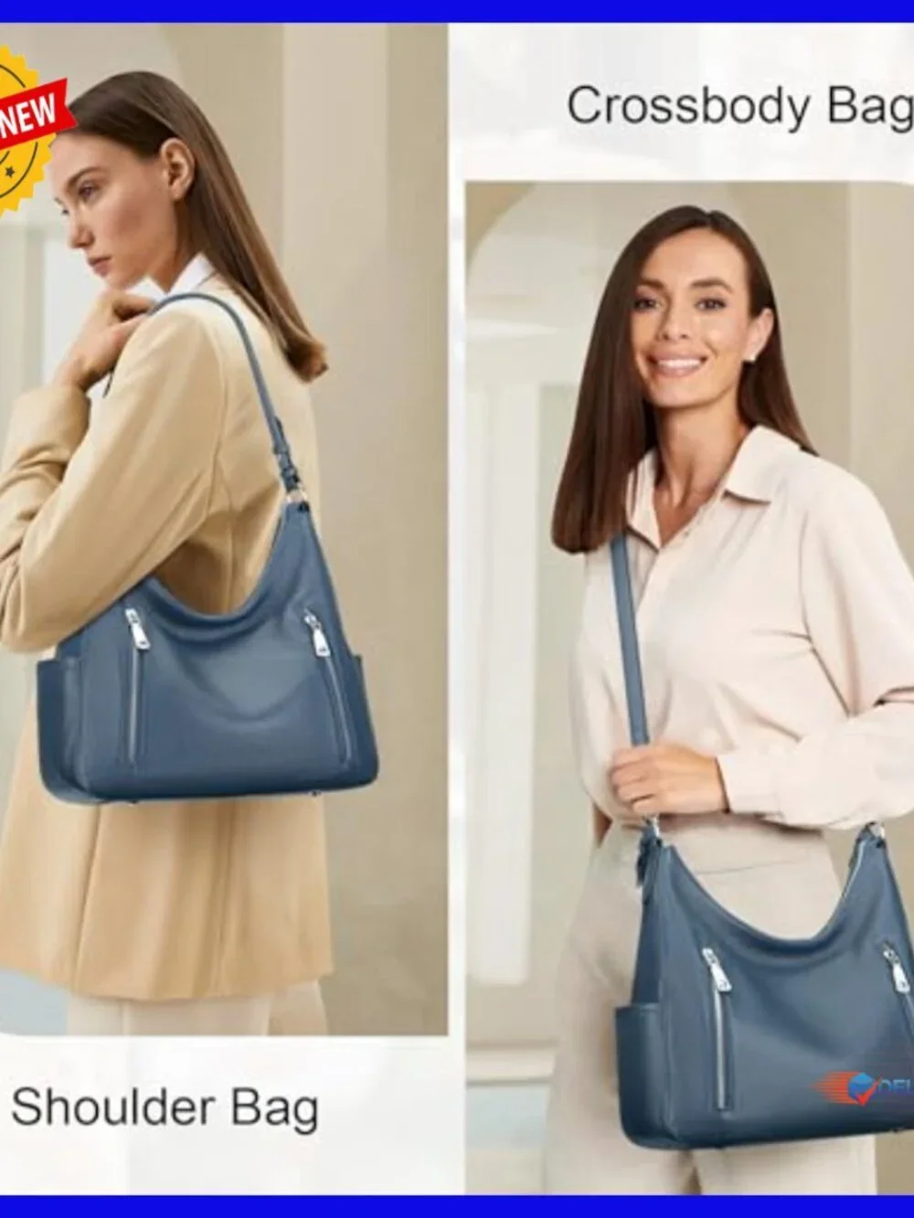 Genuine Leather Hobo Shoulder Bag Crossbody with Multiple Pockets